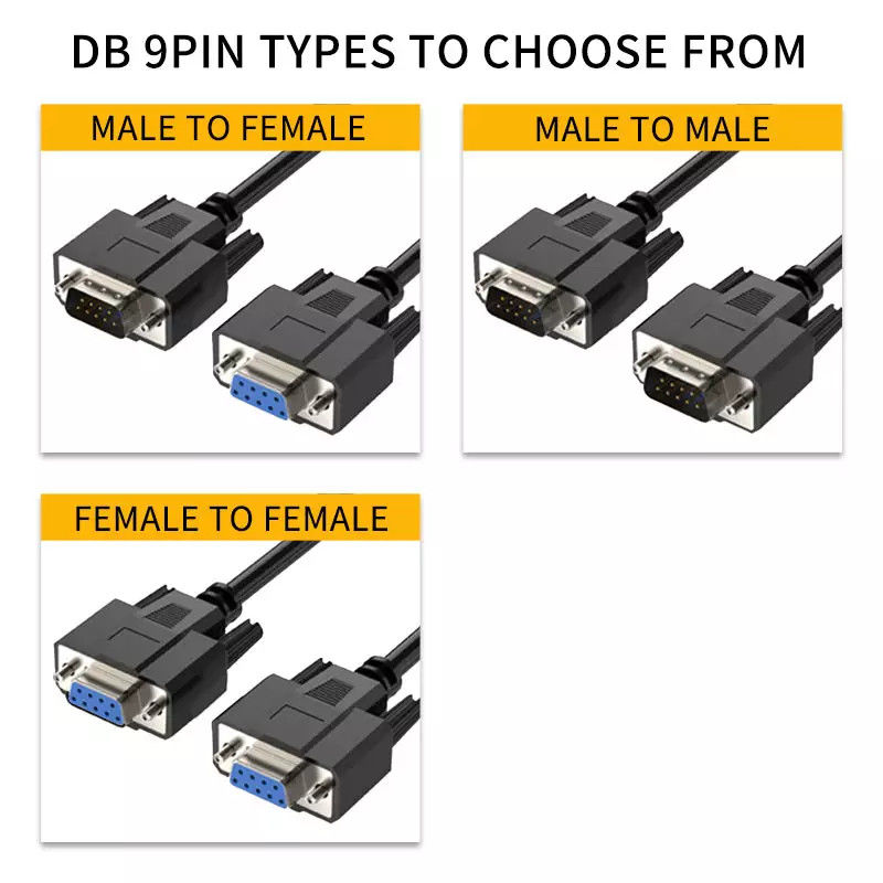 9 النوى 15 النوى 25 النوى 9 Pin Null Modem Cable RS232 Printer Cable
