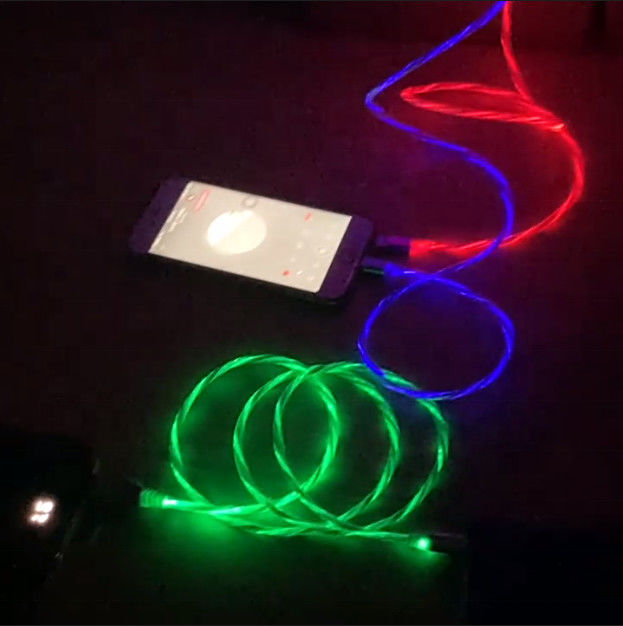 كابل شحن سريع 3 في 1 نوع C 3A LED ملون شحن كابل USB كابل وميض البرق