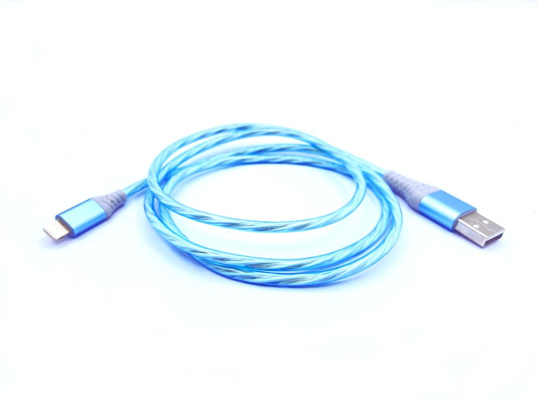 كابل شحن سريع 3 في 1 نوع C 3A LED ملون شحن كابل USB كابل وميض البرق