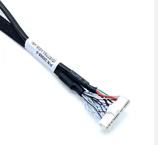 التطبيق الإلكتروني الأسود المخصصة LVDs سلك الحزام مجموعة الكابلات LCD للوحة العرض