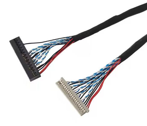 100% اختبار 1.25mm 2.0mm Pitch 20 30 40 مدخل الدبوس LVDS سلك محمي LCD كابل عرض التجميع