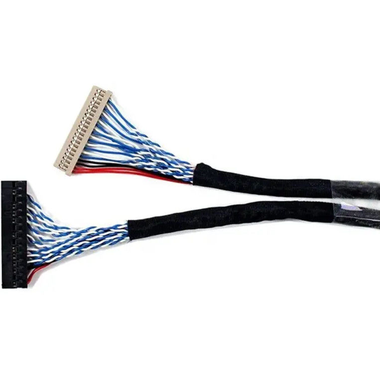 1.25mm 2.0mm Pitch 20 30 40 Pin Connector LVDS سلك محمي لجهاز LCD