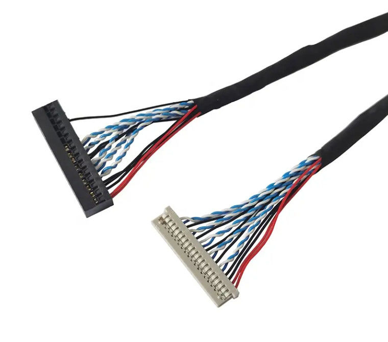 1.25mm 2.0mm Pitch 20 30 40 Pin Connector LVDS سلك محمي لجهاز LCD