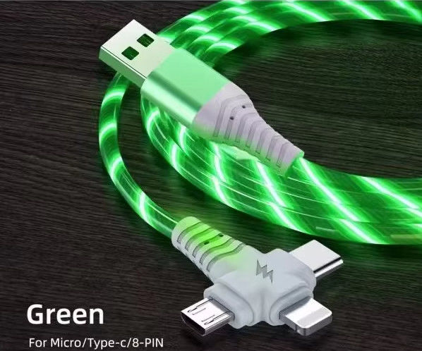 سعر مصنع 3 في 1 كابل USB لتضيء في الليل و تاريخ نقل كابلات
