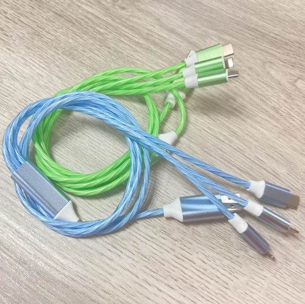 سعر مصنع 3 في 1 كابل USB لتضيء في الليل و تاريخ نقل كابلات
