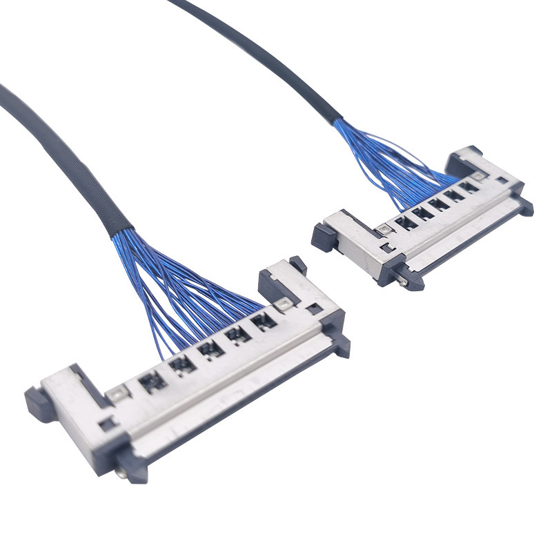 كابل مخصص عالي الدقة لعرض LVDS متكافئ رقيق للغاية ، شاشة LED حلول الأسلاك المغطاة بالفضة